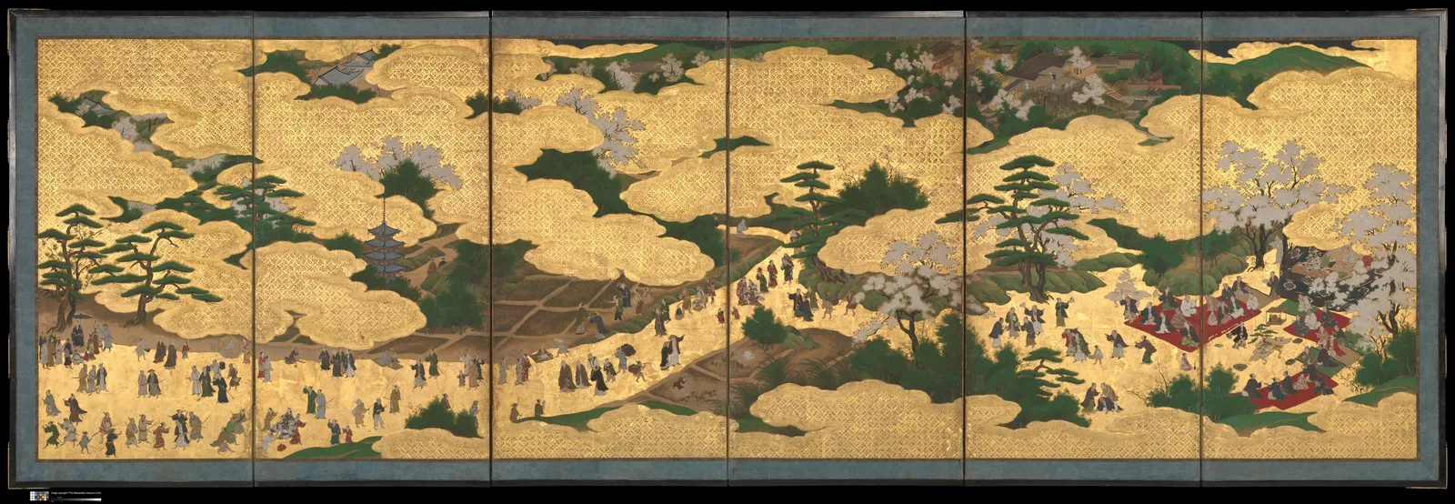 Studio of Kano Sadanobu, "Amusements at Higashiyama in Kyoto", early 1620s